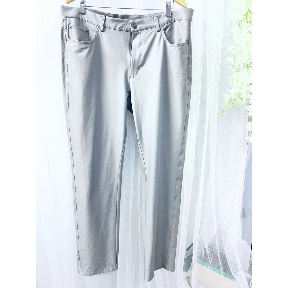 Greg Norman Mens 38x32 Gray 5-Pocket Golf Pants Stretch Performance Straight Leg